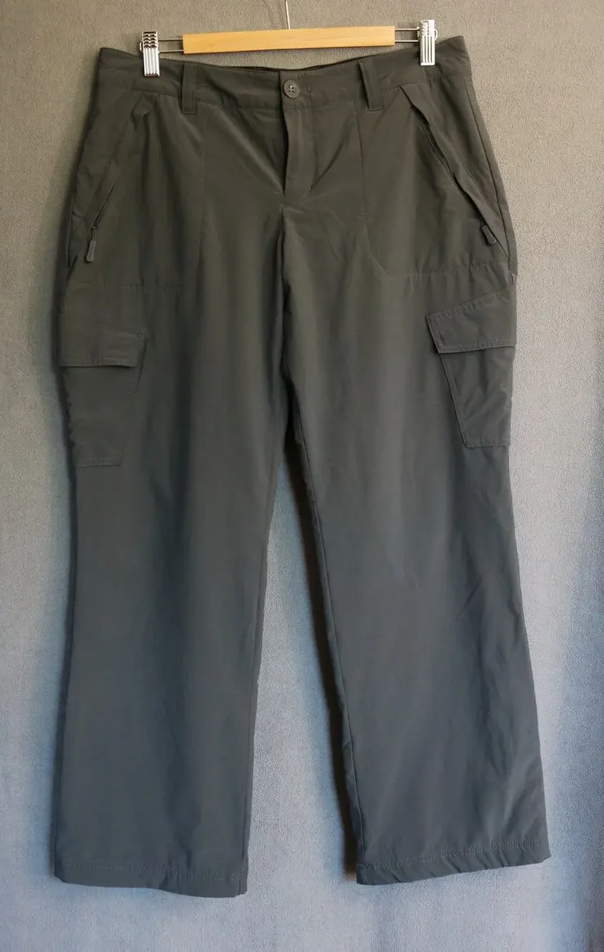 EDDIE BAUER Insulated Pants Womens Petite 12 Gray Faux Fleece Lined Cargo Hiking - Picture 1 of 14